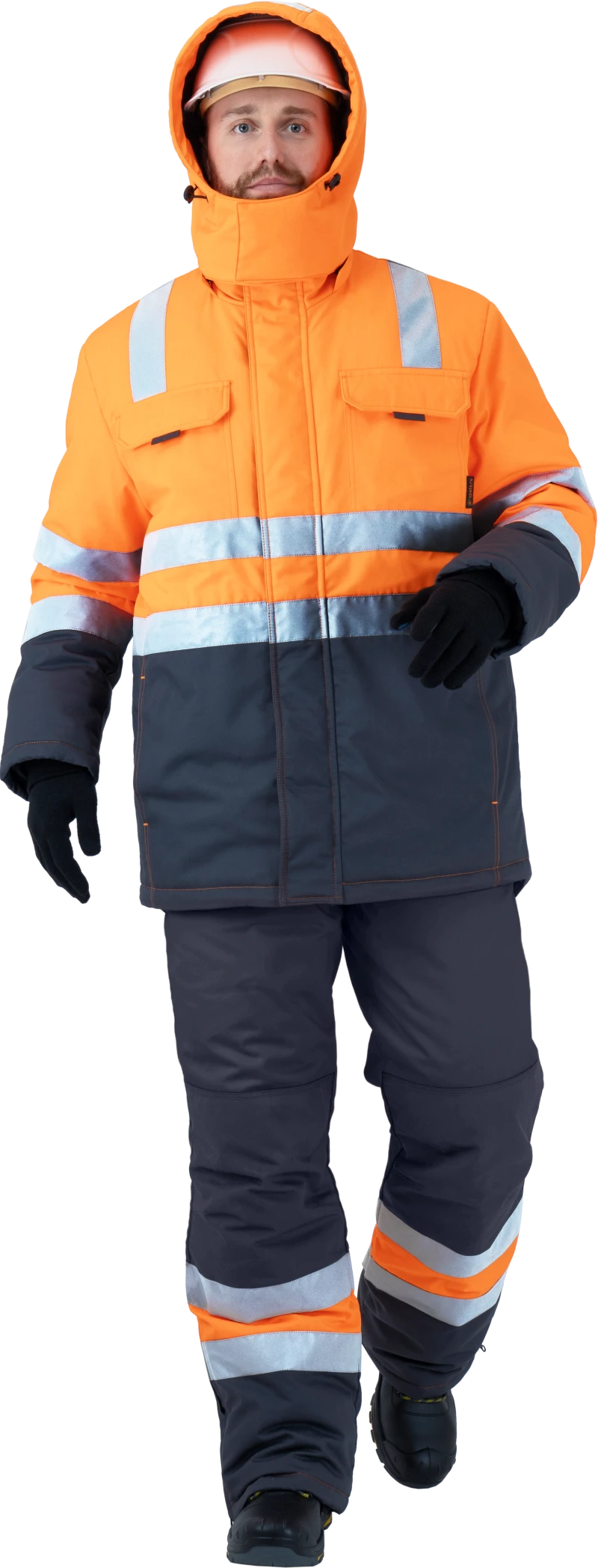 Костюм РЕФЛЕКТ-2 зимний, Со - 3-й класс защиты, Тн - 4-й класс защ, флуоресцентный оранжевый-серый Кос 771