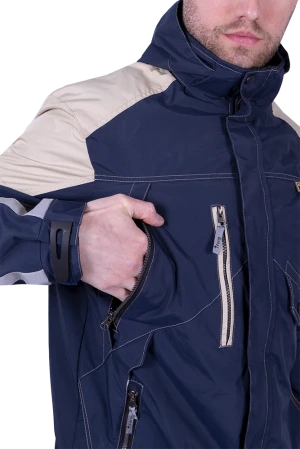 Куртка-штормовка РЕСПЕКТ, синий-бежевый Кур 907