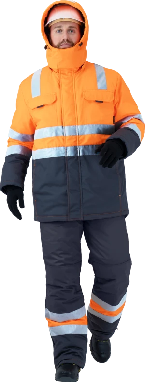 Костюм РЕФЛЕКТ-2 зимний, Со - 3-й класс защиты, Тн - 4-й класс защ, флуоресцентный оранжевый-серый Кос 771