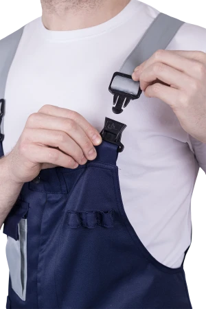 Костюм мужской ТЕХНИК от механических воздействий и ОПЗ (куртка, полукомбинезон), темно-синий/серый Кос 573