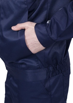 Костюм мужской ТЕХНИК от механических воздействий и ОПЗ (куртка, полукомбинезон), темно-синий/серый Кос 573