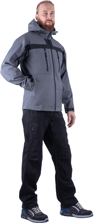 Куртка СОФТШЕЛЛ, серый-черный Кур 616