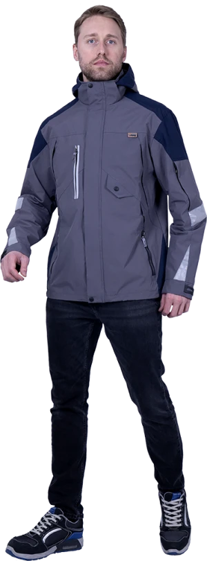 Куртка-штормовка РЕСПЕКТ, серый-т/синий Кур 703