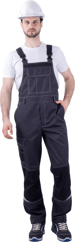 Полукомбинезон мужской ТУРБО SAFETY от механических воздействий и ОПЗ, темно-серый/чёрный Ком 669