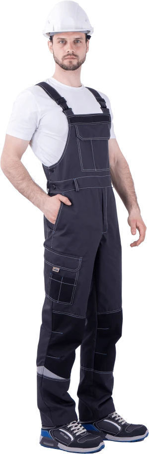 Полукомбинезон мужской ТУРБО SAFETY от механических воздействий и ОПЗ, темно-серый/чёрный Ком 669