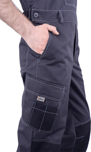 Полукомбинезон мужской ТУРБО SAFETY от механических воздействий и ОПЗ, темно-серый/чёрный Ком 669