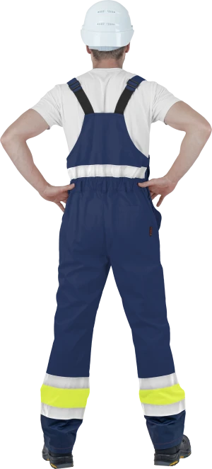 Костюм мужской БРАЙТ сигнальный, от механических воздействий и ОПЗ (куртка, полукомбинезон), флуоресцентный желтый/синий Кос 773