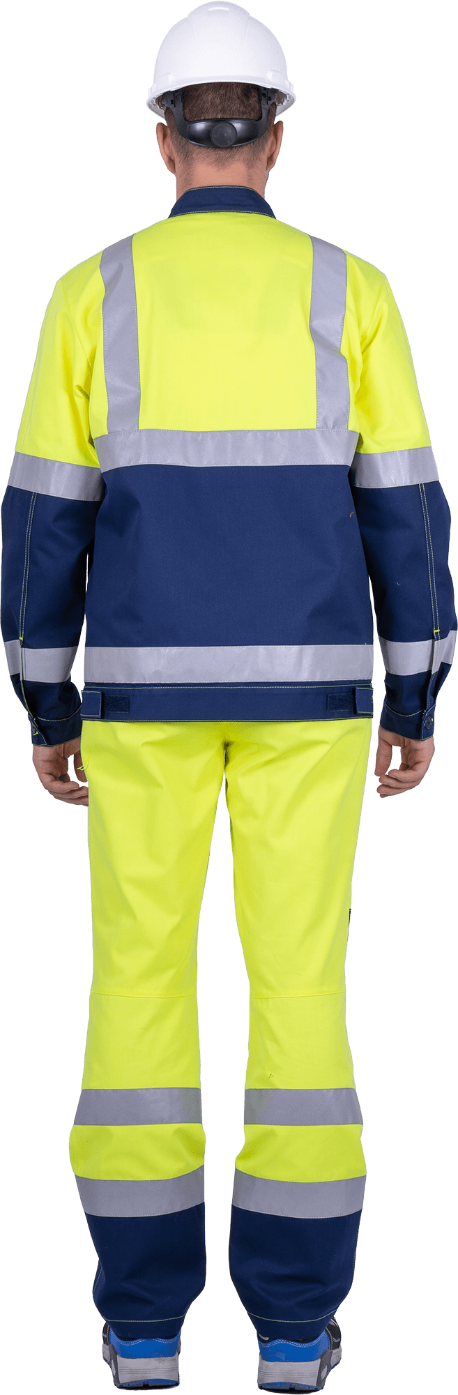 Костюм мужской РЕФЛЕКТ-1 сигнальный, от механических воздействий и ОПЗ (куртка, полукомбинезон), флуоресцентный желтый/синий Кос 751