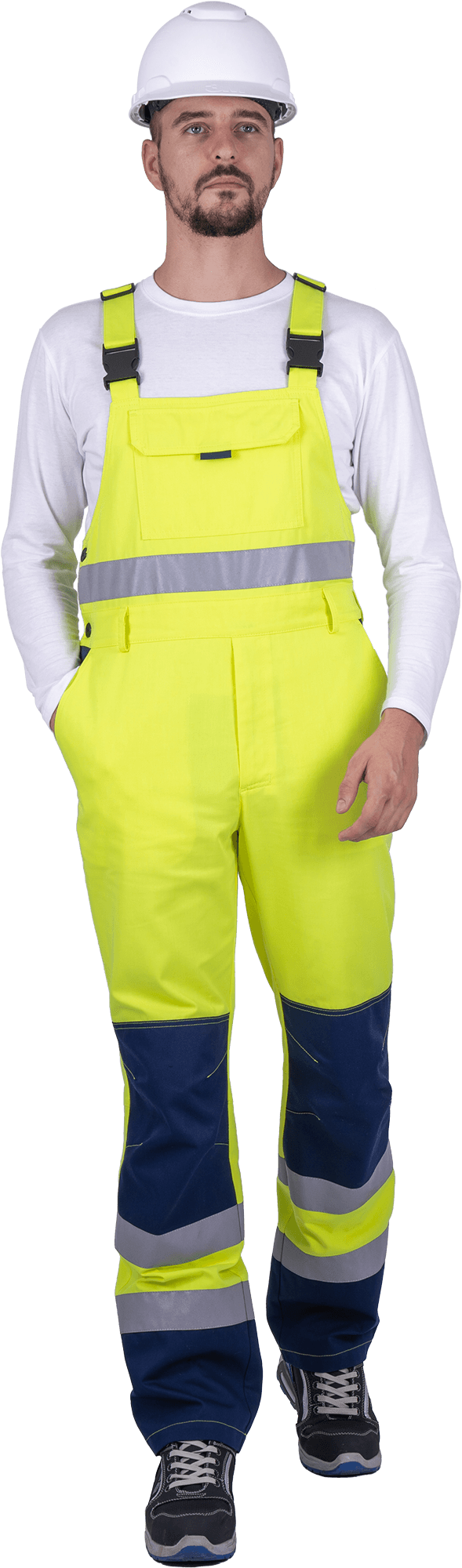 Костюм мужской РЕФЛЕКТ-1 сигнальный, от механических воздействий и ОПЗ (куртка, полукомбинезон), флуоресцентный желтый/синий Кос 751