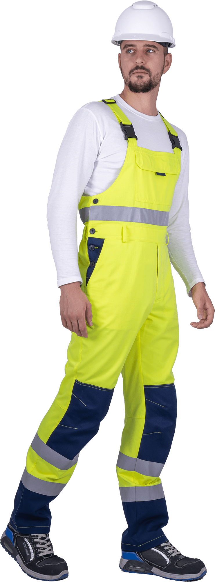 Костюм мужской РЕФЛЕКТ-1 сигнальный, от механических воздействий и ОПЗ (куртка, полукомбинезон), флуоресцентный желтый/синий Кос 751