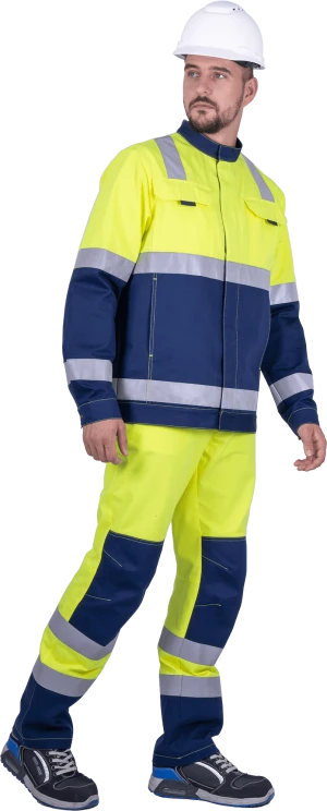 Костюм мужской РЕФЛЕКТ-1 сигнальный, от механических воздействий и ОПЗ (куртка, полукомбинезон), флуоресцентный желтый/синий Кос 751