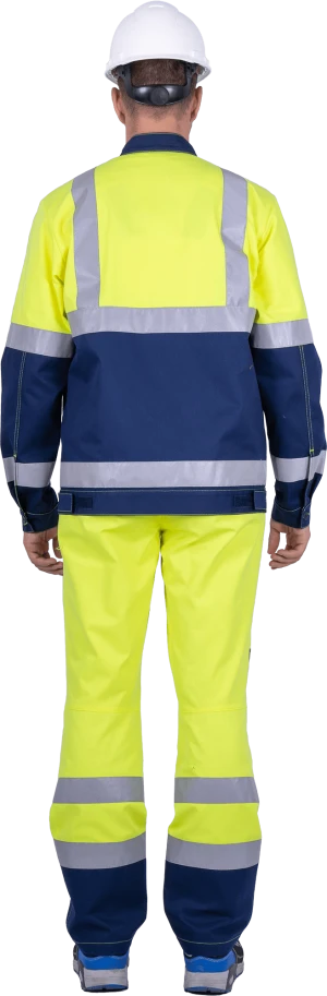 Костюм мужской РЕФЛЕКТ-1 сигнальный, от механических воздействий и ОПЗ (куртка, полукомбинезон), флуоресцентный желтый/синий Кос 751