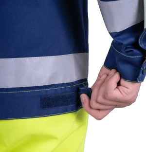 Костюм мужской РЕФЛЕКТ-1 сигнальный, от механических воздействий и ОПЗ (куртка, полукомбинезон), флуоресцентный желтый/синий Кос 751