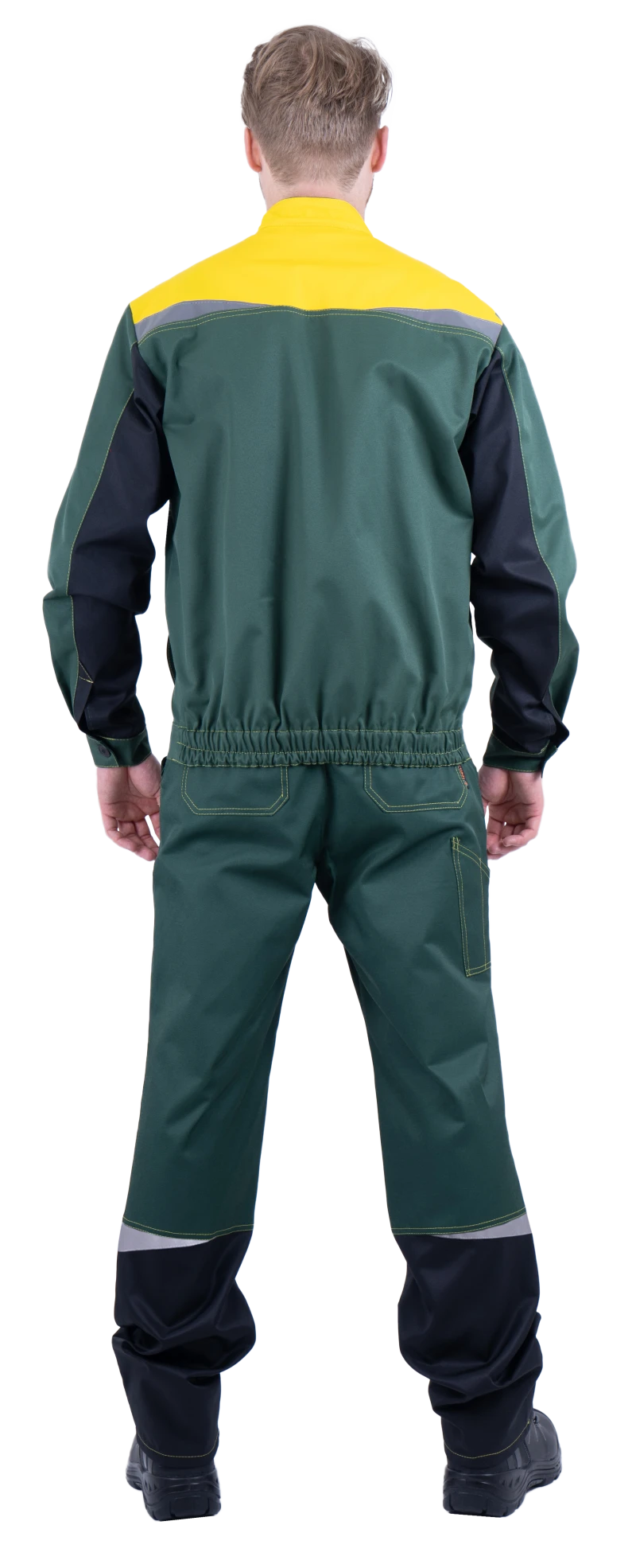Костюм мужской КМ-10 ЛЮКС от механических воздействий и ОПЗ (куртка, полукомбинезон), зеленый/желтый Кос 051
