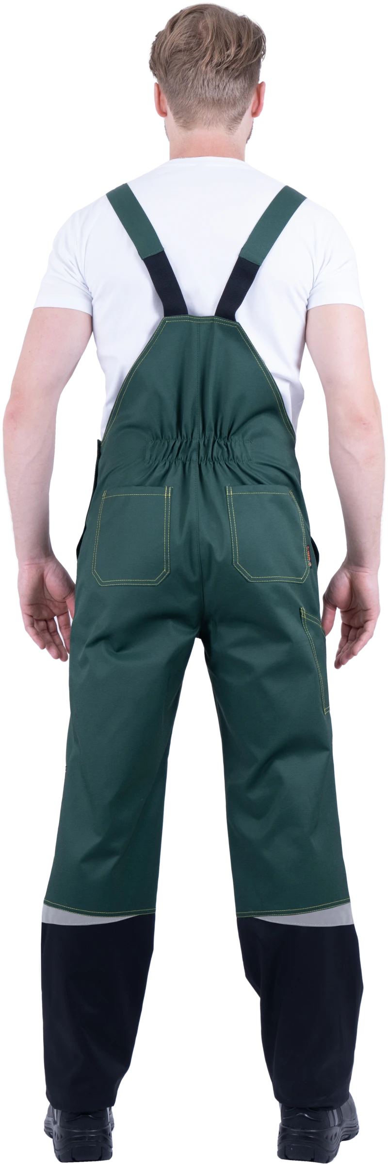 Костюм мужской КМ-10 ЛЮКС от механических воздействий и ОПЗ (куртка, полукомбинезон), зеленый/желтый Кос 051