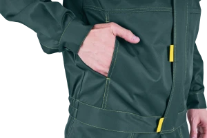 Костюм мужской КМ-10 ЛЮКС от механических воздействий и ОПЗ (куртка, полукомбинезон), зеленый/желтый Кос 051