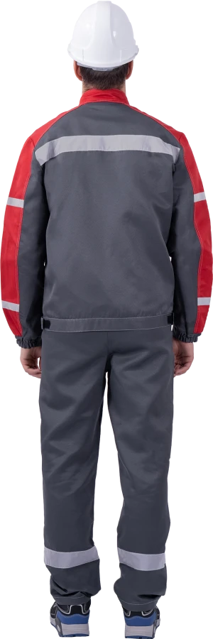 Костюм РОУД летний, серый-красный (Куртка+полукомбинезон) Кос 451