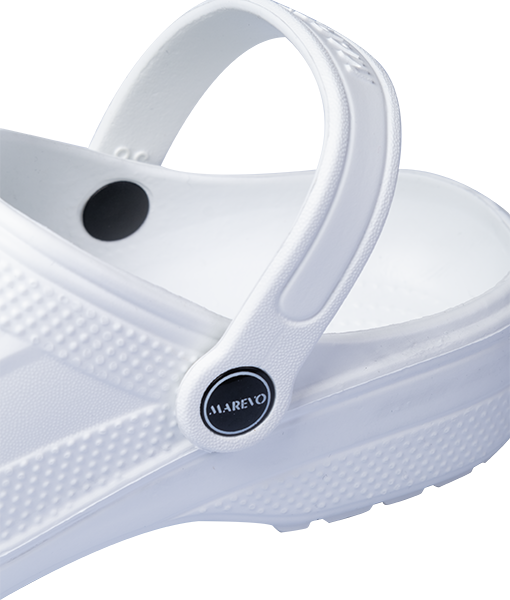 Туфли летние ЭВА (сабо) с перфорацией, с ремешком (белые) (КЭ010-02/КЭ020-02) Саб 519