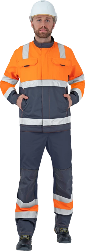 Костюм РЕФЛЕКТ-2, Со - 3-ий класс защиты, флуоресцентный оранжевый-серый Кос 772