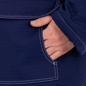 Костюм мужской МЕГАСТАТОЙЛ зимний от нефтепродуктов, кратковременного воздействия пламени, статического электричества, темно-синий/серый/оранж Кос 700