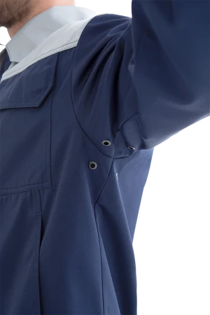 Костюм мужской ТЕХНИК 2 от механических воздействий и ОПЗ (куртка, полукомбинезон), темно-синий/серый Кос 099