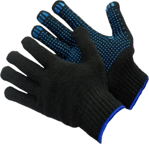 Перчатки х/б с ПВХ ПРЕМИУМ, 72 гр, черные, арт 201 ЗП 002