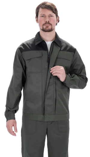 Костюм мужской ТЕХНИК 2 от механических воздействий и ОПЗ (куртка, полукомбинезон), темно-зелёный/черный Кос 053