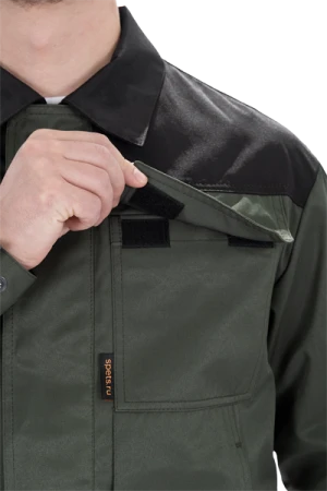 Костюм мужской ТЕХНИК 2 от механических воздействий и ОПЗ (куртка, полукомбинезон), темно-зелёный/черный Кос 053