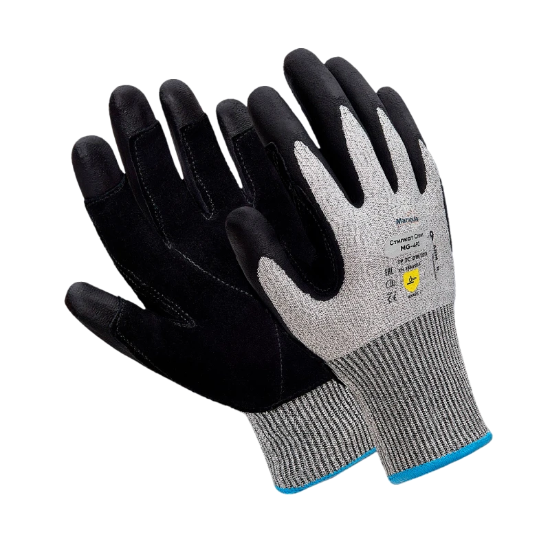 Перчатки СТИЛКАТ СПЛИТ (MG-492), Armorcut Technology, нитрил частичный, спилок, оверлок Пер 779