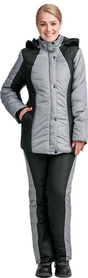 Костюм УРАЛОЧКА зимний, черный-серый, женский Кос 684