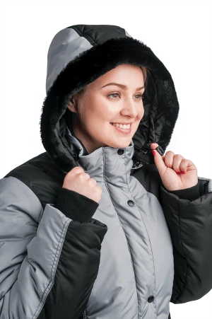 Костюм УРАЛОЧКА зимний, черный-серый, женский Кос 684