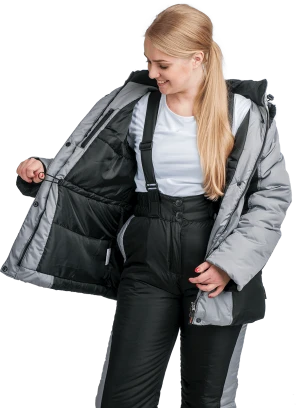 Костюм УРАЛОЧКА зимний, черный-серый, женский Кос 684