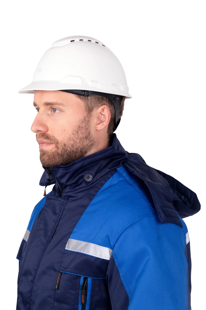 Костюм мужской СПЕЦ от пониженных температур воздуха, механических воздействий и ОПЗ (куртка, брюки), темно-синий/василёк Кос 611