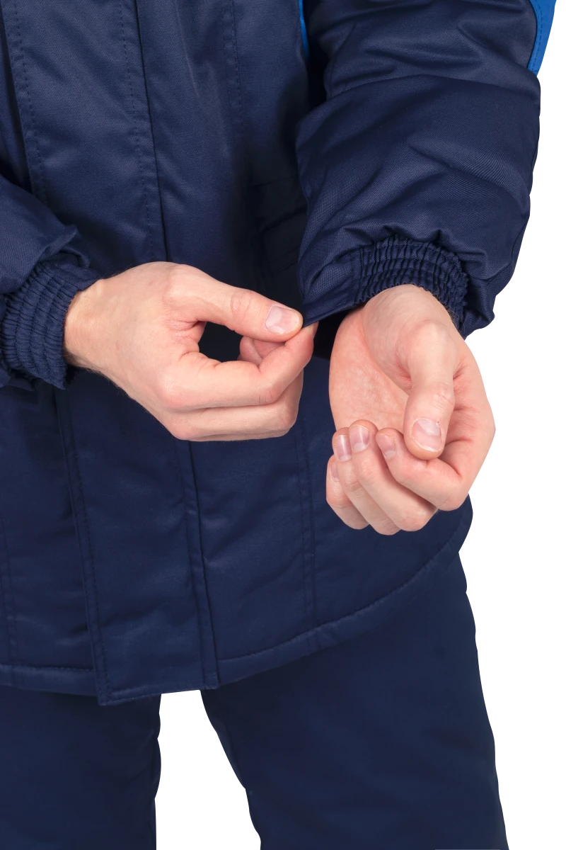 Костюм мужской СПЕЦ от пониженных температур воздуха, механических воздействий и ОПЗ (куртка, брюки), темно-синий/василёк Кос 611