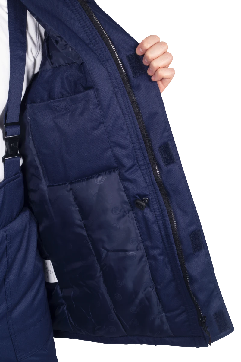 Костюм мужской СПЕЦ от пониженных температур воздуха, механических воздействий и ОПЗ (куртка, брюки), темно-синий/василёк Кос 611