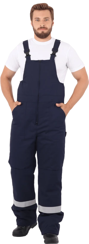 Костюм мужской АНТИСТАТ от пониженных температур воздуха и ветра, от статического электричества (куртка, полукомбинезон), темно-синий/василёк Кос 685