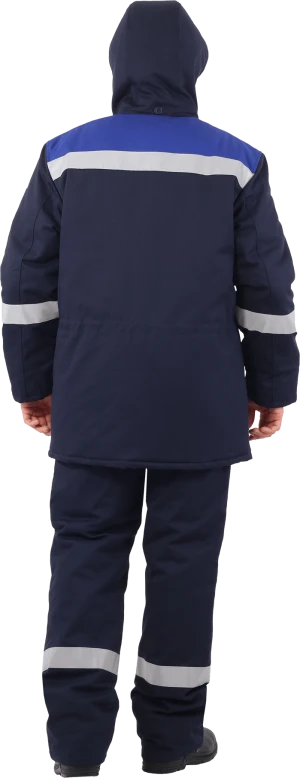 Костюм мужской АНТИСТАТ от пониженных температур воздуха и ветра, от статического электричества (куртка, полукомбинезон), темно-синий/василёк Кос 685