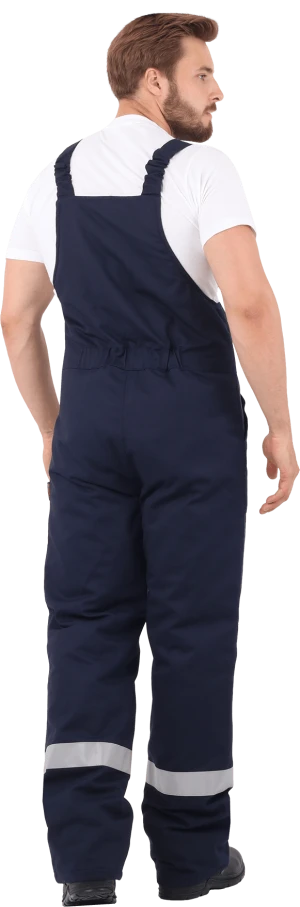 Костюм мужской АНТИСТАТ от пониженных температур воздуха и ветра, от статического электричества (куртка, полукомбинезон), темно-синий/василёк Кос 685