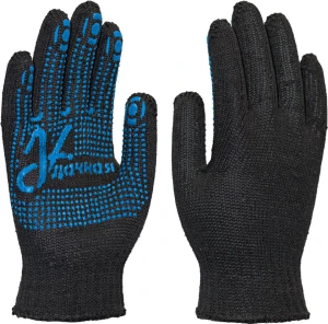 Перчатки х/б с ПВХ Удачная, К, черные Пер 041К