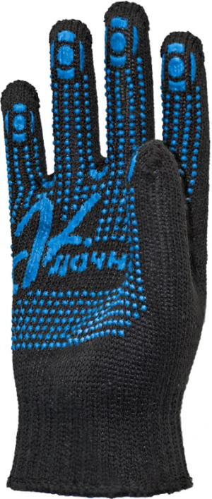 Перчатки х/б с ПВХ Удачная, К, черные Пер 041К