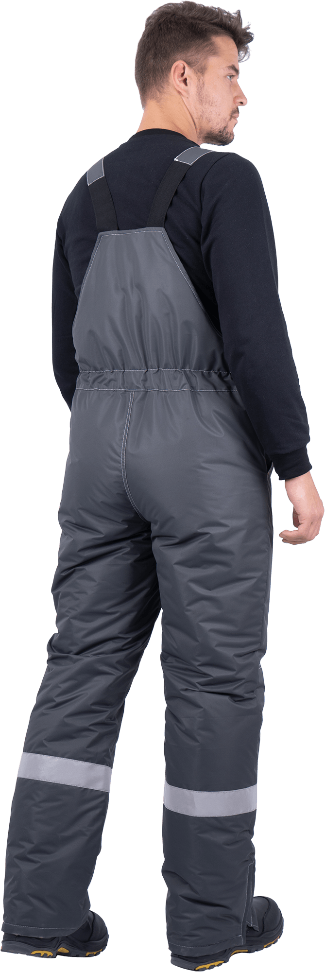 Костюм мужской ЕНИСЕЙ от пониженных температур воздуха и ветра, механических воздействий и ОПЗ (куртка, полукомбинезон), серый/красный Кос 689