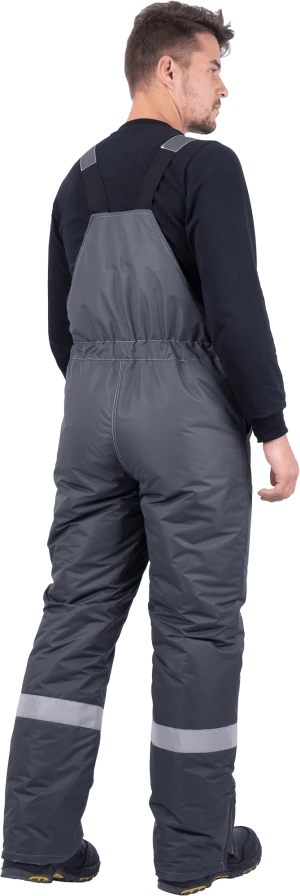 Костюм мужской ЕНИСЕЙ от пониженных температур воздуха и ветра, механических воздействий и ОПЗ (куртка, полукомбинезон), серый/красный Кос 689