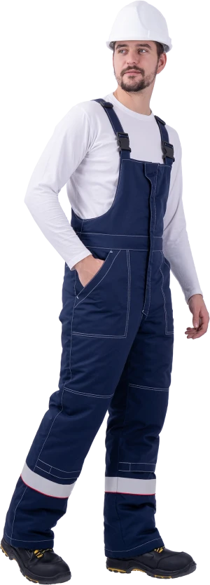 Костюм мужской НАДЫМ от пониженных температур воздуха и ветра, механических воздействий и ОПЗ (куртка, полукомбинезон), темно-синий/серый Кос 694