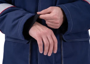 Костюм мужской НАДЫМ от пониженных температур воздуха и ветра, механических воздействий и ОПЗ (куртка, полукомбинезон), темно-синий/серый Кос 694