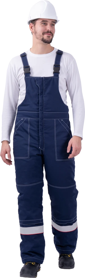 Костюм мужской НАДЫМ от пониженных температур воздуха и ветра, механических воздействий и ОПЗ (куртка, полукомбинезон), темно-синий/серый Кос 694