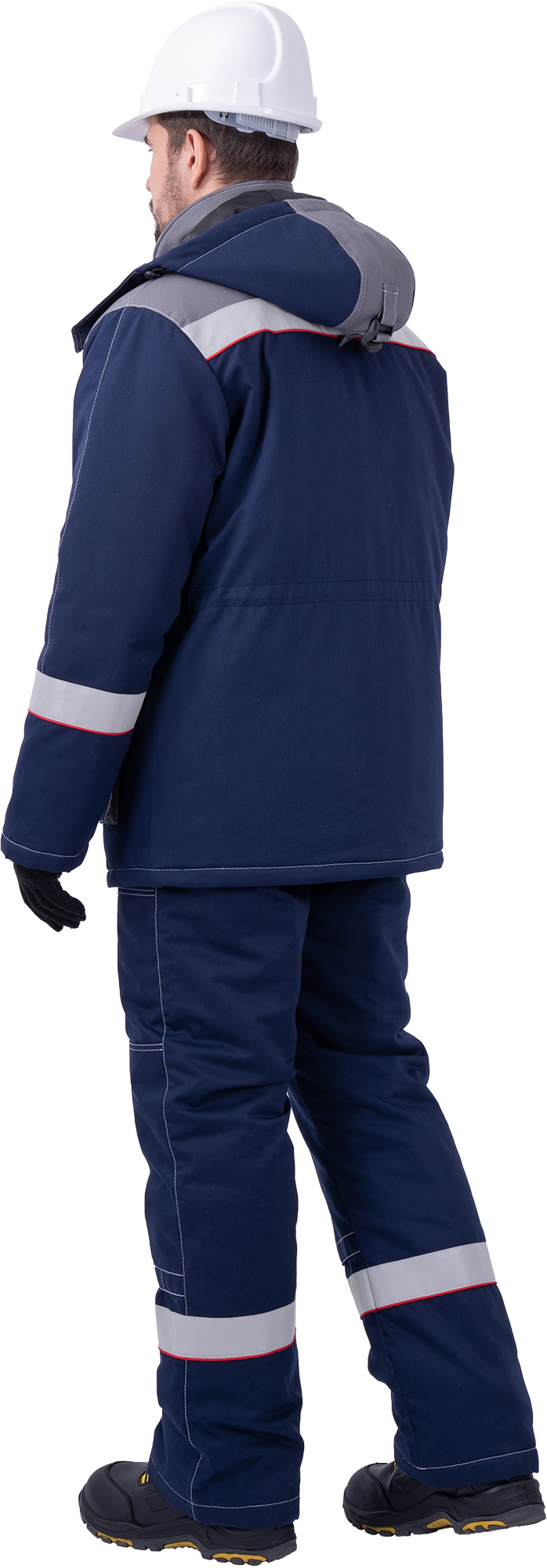 Костюм мужской НАДЫМ от пониженных температур воздуха и ветра, механических воздействий и ОПЗ (куртка, полукомбинезон), темно-синий/серый Кос 694