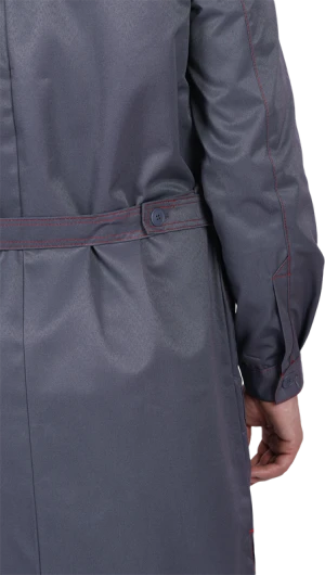 Халат мужской КМ-10 ЛЮКС от механических воздействий и ОПЗ, серый/красный