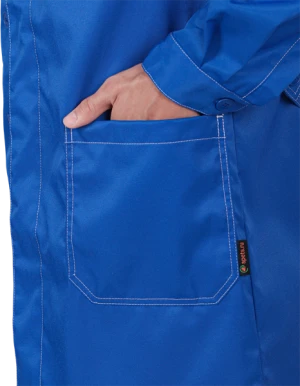 Халат мужской КМ-10 ЛЮКС от механических воздействий и ОПЗ, василёк/темно-синий