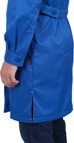 Халат мужской КМ-10 ЛЮКС от механических воздействий и ОПЗ, василёк/темно-синий