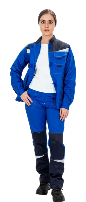 Костюм женский КМ-10 ЛЮКС от механических воздействий и ОПЗ (куртка, брюки), василек/синий